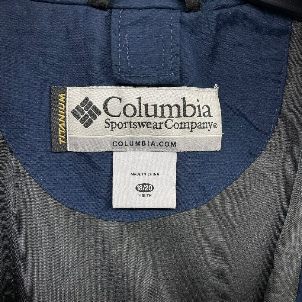 Columbia Navy Blue Gray White Kids Raincoat - Picture 8 of 10